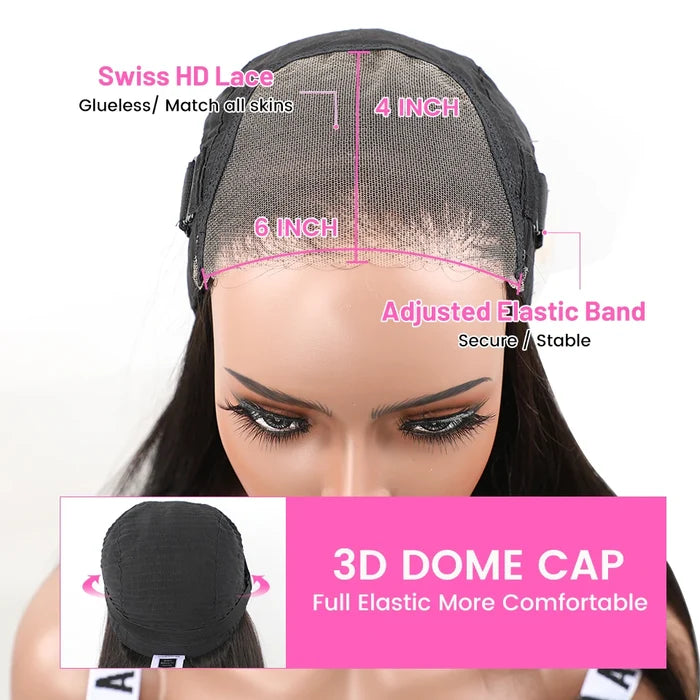 Glueless Body Wave 6x4 8x4 Lace Closure Wigs Pre-Plucked Lace Closure Human Hair Wig