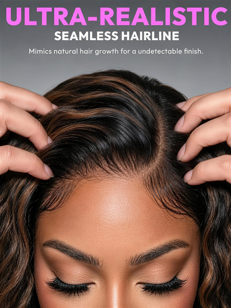 UNice 7x5 Bye-Bye Slip™ Lace Secure Summer-Ready Golden Brown Highlights Water Wave Glueless 100% Human Hair Wig