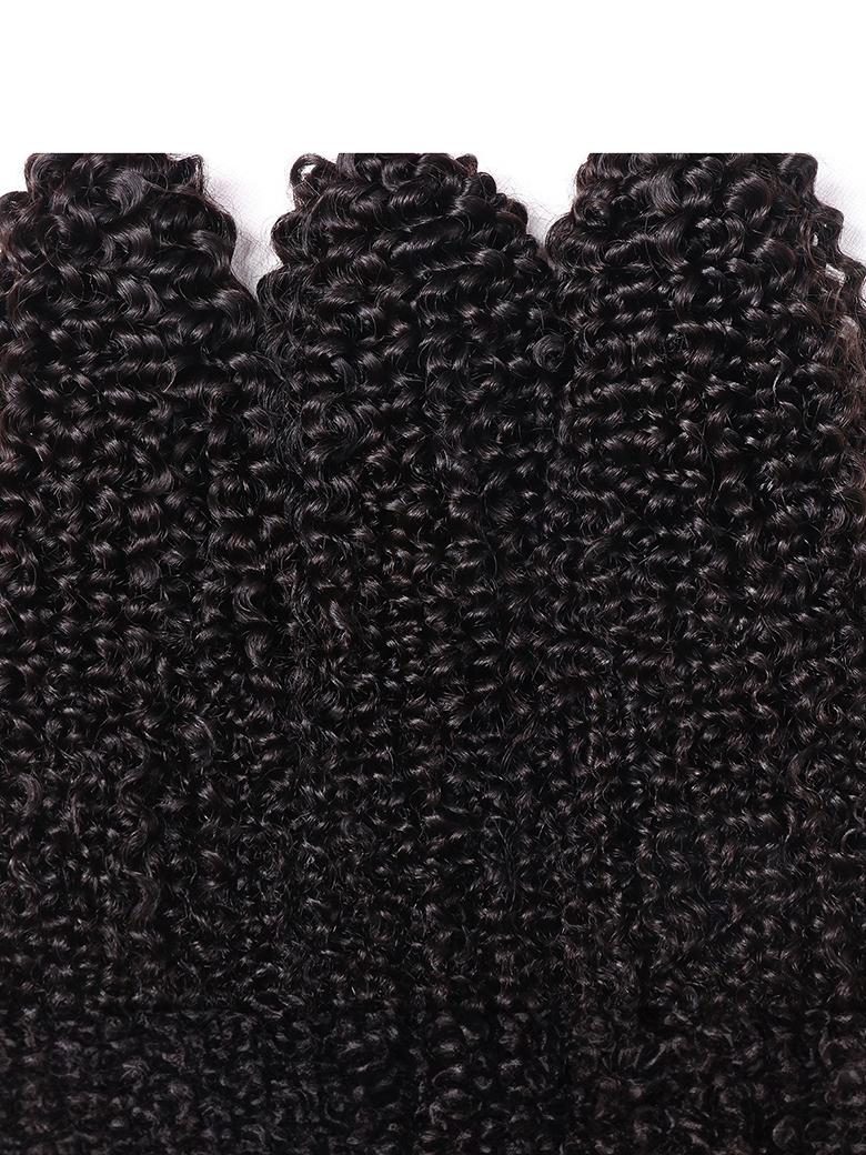 The UNice Hair Virgin Human Hair Kinky Curly Hair 3 Bundles product image shows brazilian curly hair bundles and kinky curly texture, curly texture, bundle fullness.