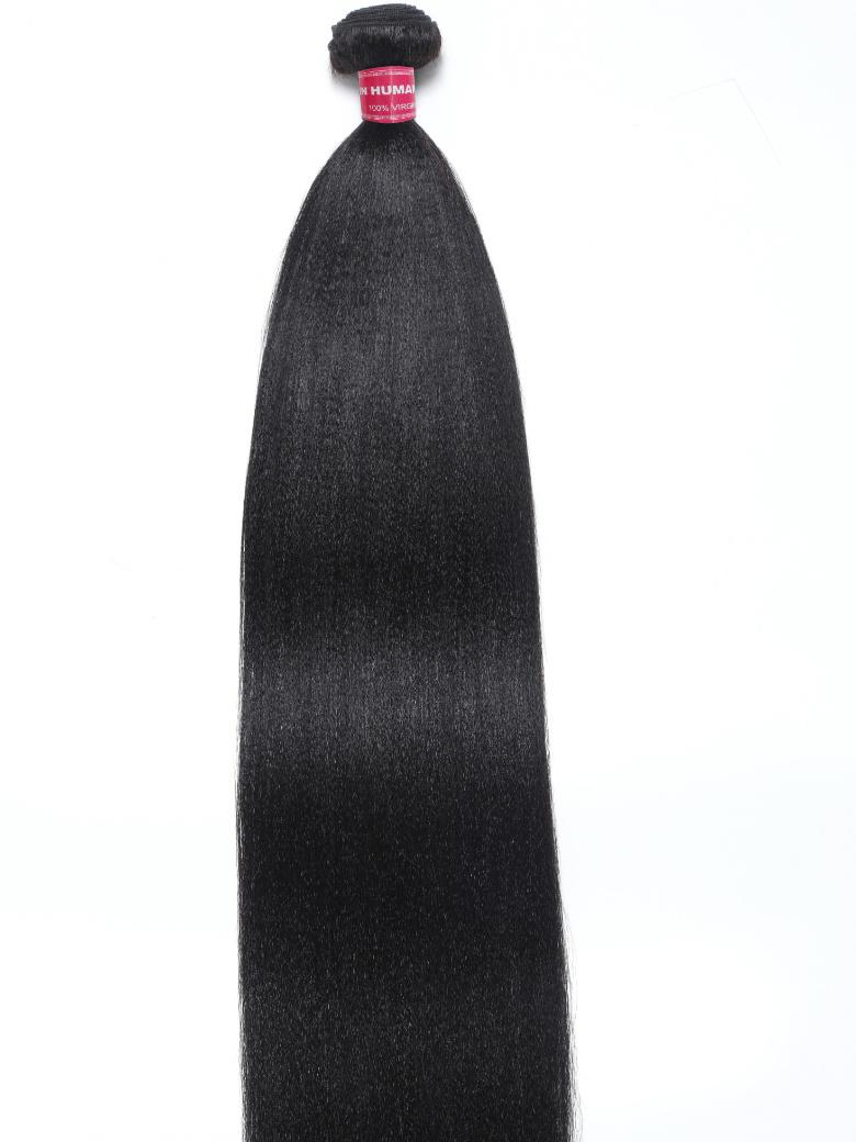 The UNice Yaki Hair Bundles 4 Pcs/pack Yaki Virgin Human Hair image highlights HUMA, VIRE, virgin hair bundles and yaki texture, bundle fullness.