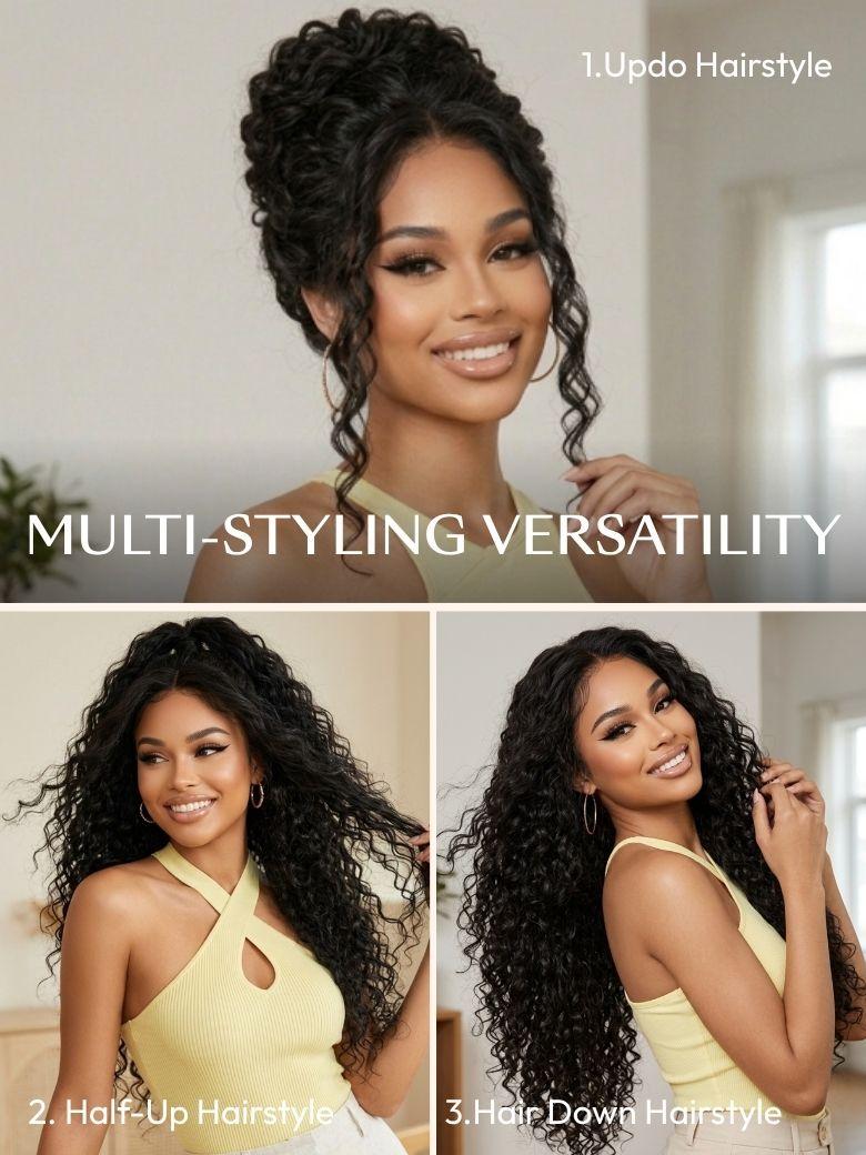 UNice 7×5 Lace 180% Density Glueless Water Wave Wig with Adjustable Drawstring for Full Bodied Natural Everyday Style Pre-Cut Lace