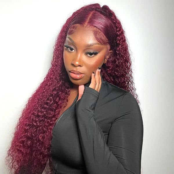 Deep Wave 99J Burgundy Wig 13x4 HD Lace Frontal Wigs with Pre Plucked Hairline Pre Cut Lace