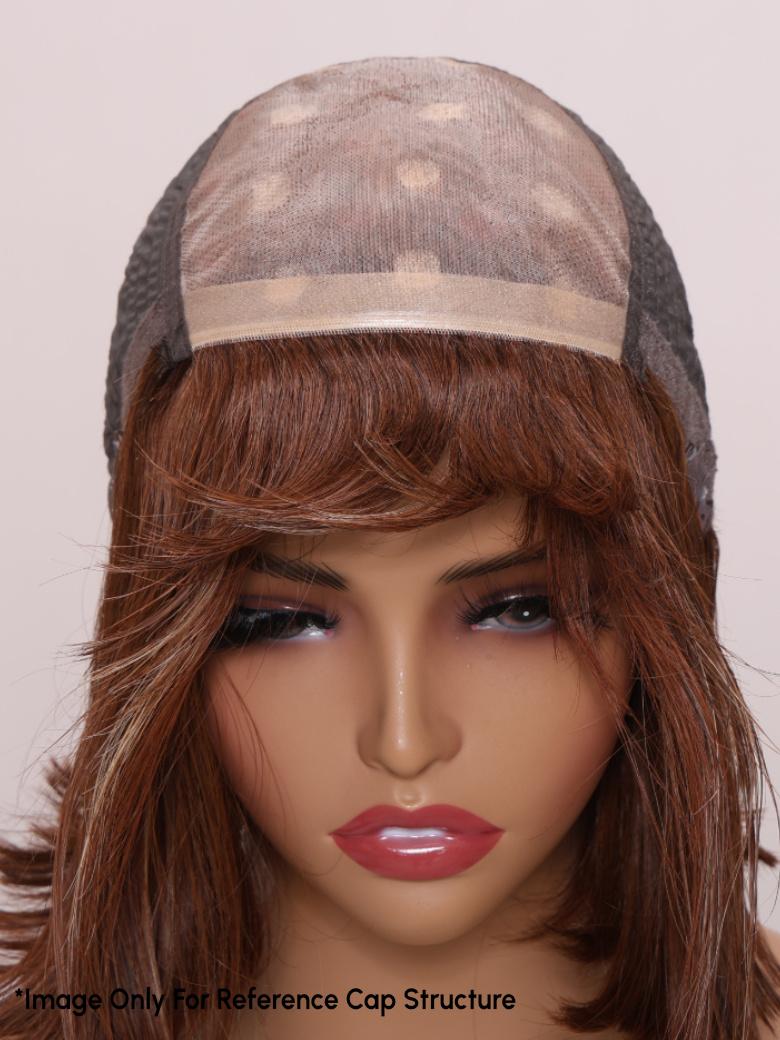 The UNice AMARA -12" MONO STRAIGHT HUMAN HAIR WIG image highlights *Image Only For Reference Cap Structure, a manne with a hat on it and straight texture.