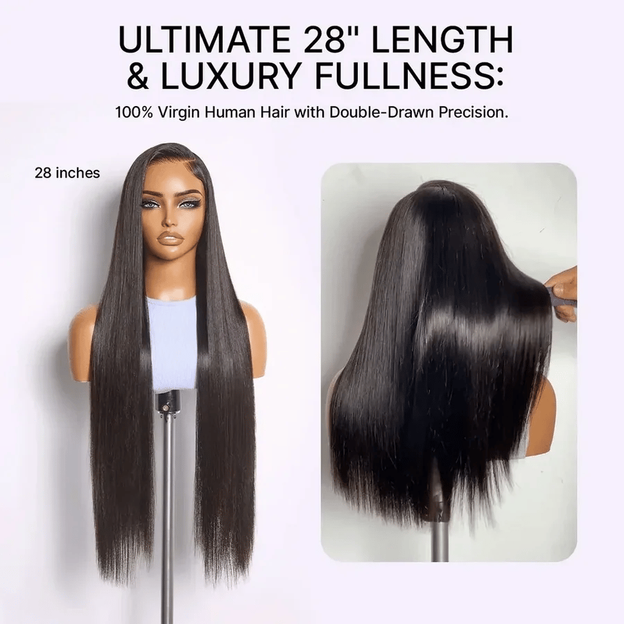 220% Density 13x4 Lace Ear-to-Ear Frontal Straight Wig Invisible Knots Realistic Hairline Large & Small Cap Size