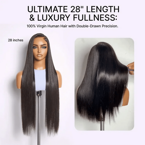 220% Density 13x4 Lace Ear-to-Ear Frontal Straight Wig Invisible Knots Realistic Hairline Large & Small Cap Size