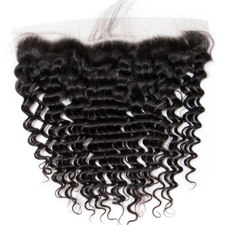 13x4 Deep Wave Transparent Lace Frontal Hair Ear to Ear Lace Frontal Human Hair 12A Quality