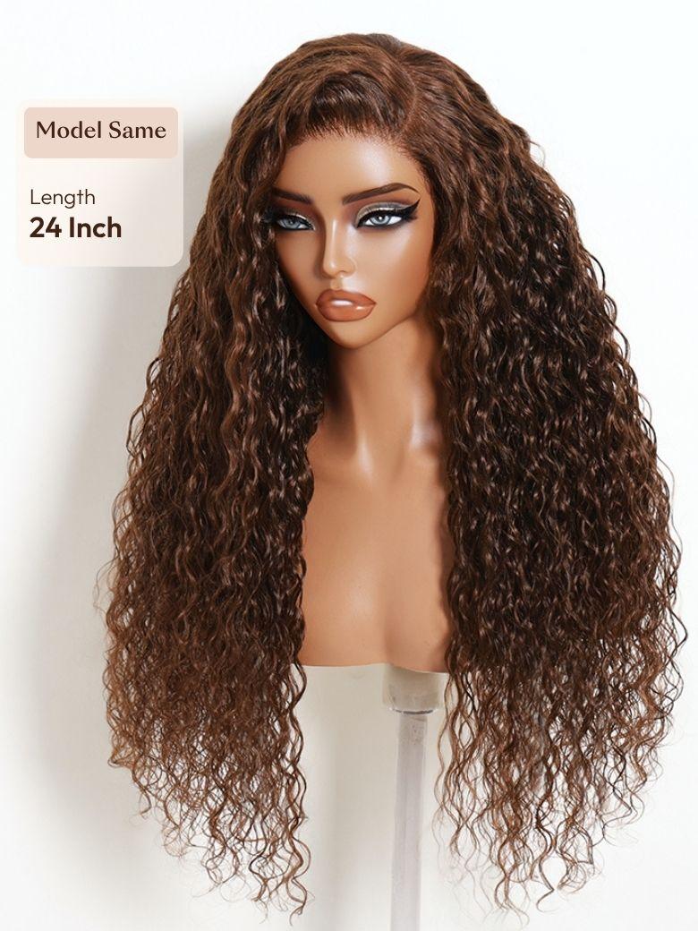 UNice Hazel Brown Water Wave Wig Bye-Bye Slip™ 7×5 Lace Closure Glueless Glam-Ready Rich Brunette Waves Effortless Vacation Look