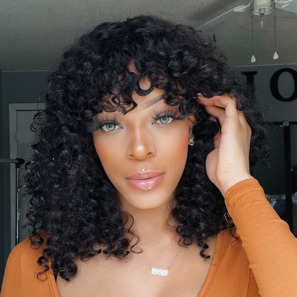 Worth I Put On & Go Water Wave No Lace Glueless Short Wig With Bangs 100% Human Hair