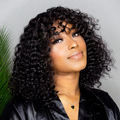Worth I Put On & Go Water Wave No Lace Glueless Short Wig With Bangs 100% Human Hair