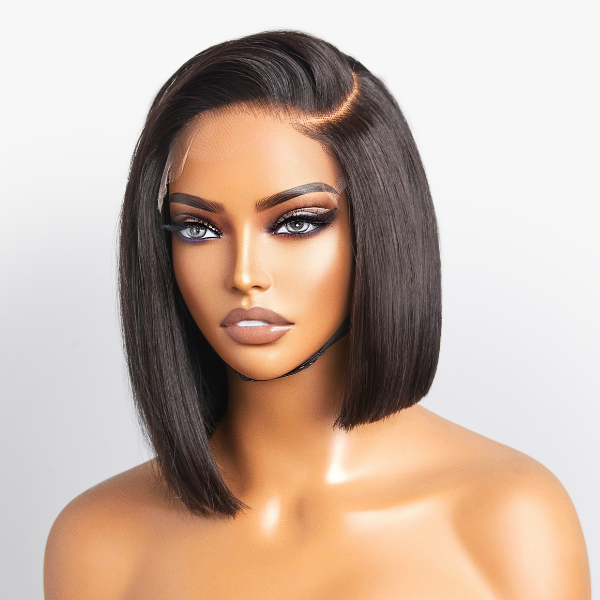 Special Sale | Asymmetric Bob Minimalist HD Lace Glueless C Part  Short Wig 100% Human Hair