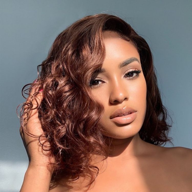 Worth | Chocolate Light Brown Wavy Minimalist HD Lace Glueless C Part Short Wig
