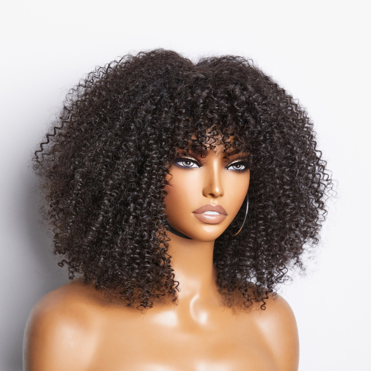 Special Deal | Ready to Go Bouncy Jerry Curl Glueless Minimalist Lace Wig 14 inches with Bangs