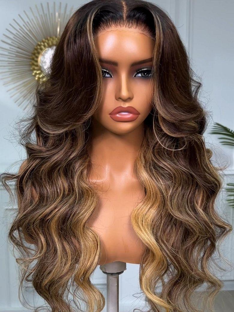 UNice Honey Blonde Highlights Loose Wave with Face-Framing Layers Bye-Bye Slip™ 7x5 Lace Closure Glueless Ready-to-Go Wig for Beginners