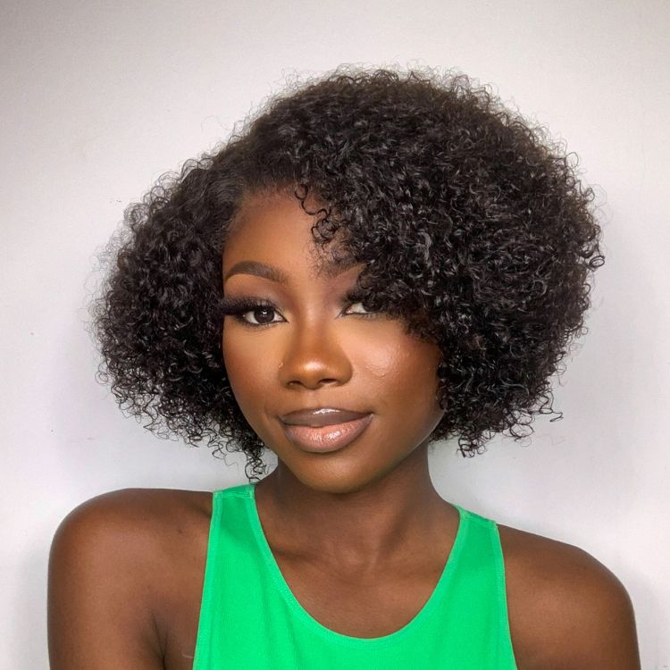 4C Edges | Kinky Edges Jerry Curly 5x5 Closure Lace Glueless Side Part Short Wig