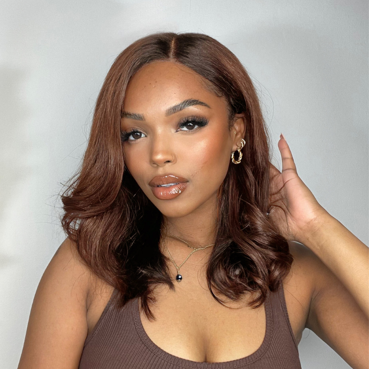 Worth | Brown with Black Peekaboo Loose Body Wave Glueless 13x4 Frontal Lace Wig