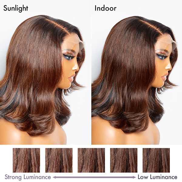 Worth | Brown with Black Peekaboo Loose Body Wave Glueless 13x4 Frontal Lace Wig