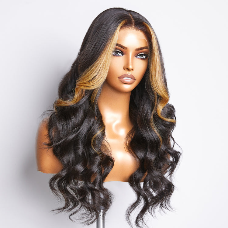 Worth | Face-framing Blonde Highlight Layered Cut Loose Body Wave 5x5 Closure Undetectable HD Lace Wig