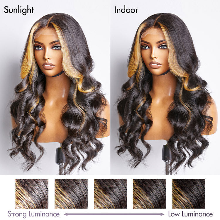 Worth | Face-framing Blonde Highlight Layered Cut Loose Body Wave 5x5 Closure Undetectable HD Lace Wig