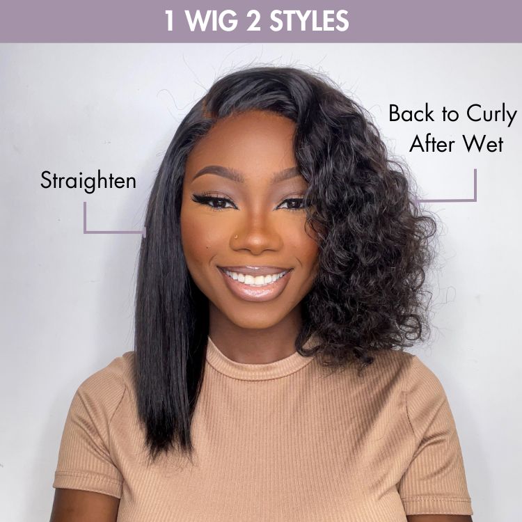 Brown Highlight Wet and Wavy 5x5 Closure Pre-Cut Lace Water Wave Wig Glueless Side Part Human Hair Wig