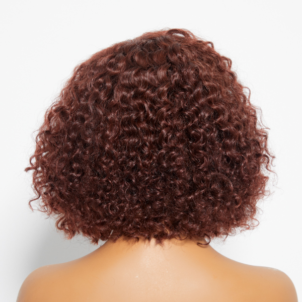 Reddish Brown Water Wave Glueless 5x5 Closure Lace Short Wig