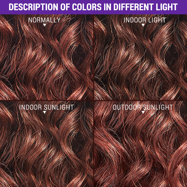 Reddish Brown Water Wave Glueless 5x5 Closure Lace Short Wig