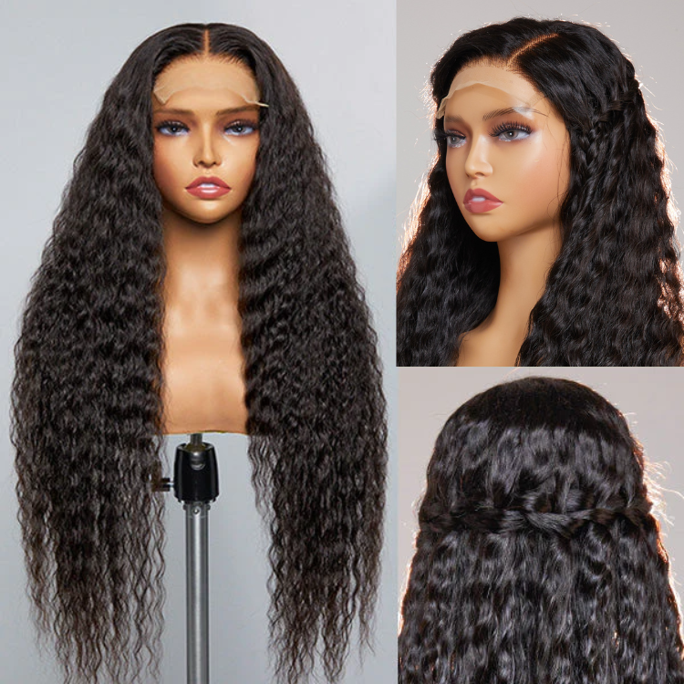 Worth | Flowy Bohemian Curly 13×4 Closure Lace Glueless Mid Part Long Wig 100% Human Hair