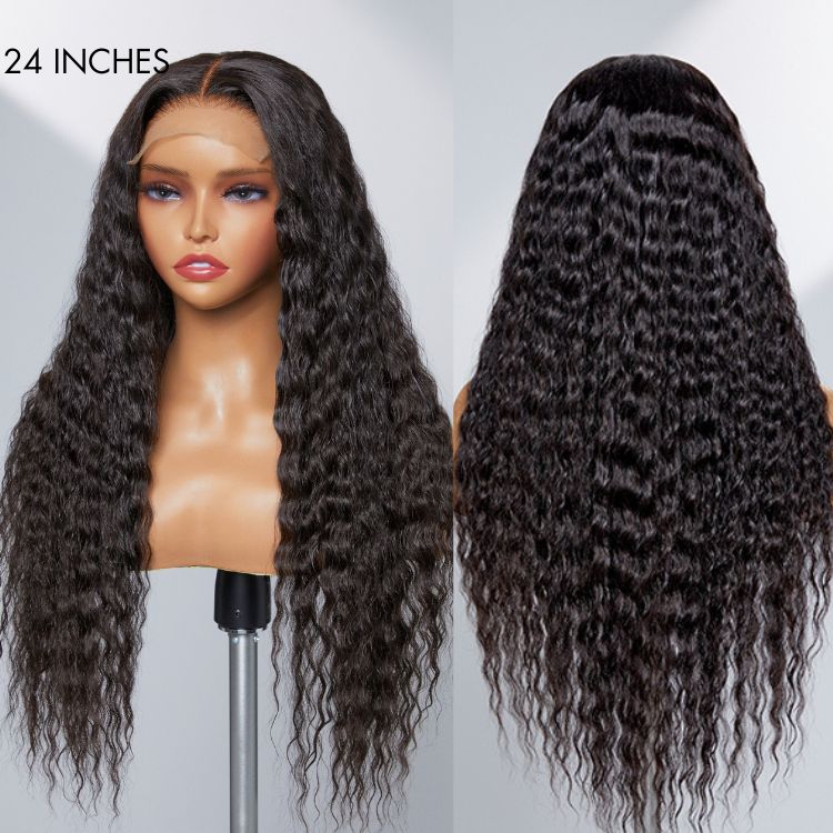 Worth | Flowy Bohemian Curly 13×4 Closure Lace Glueless Mid Part Long Wig 100% Human Hair