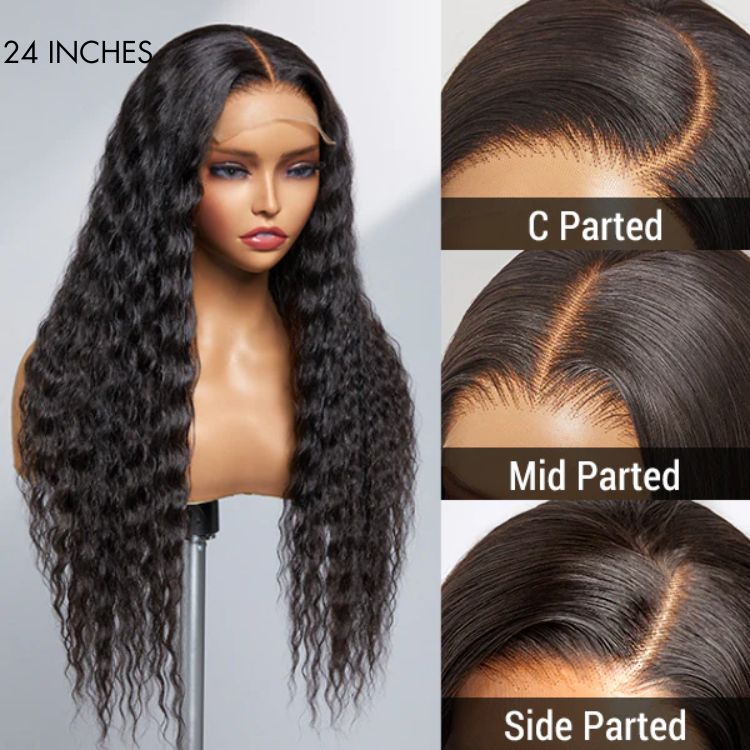 Worth | Flowy Bohemian Curly 13×4 Closure Lace Glueless Mid Part Long Wig 100% Human Hair