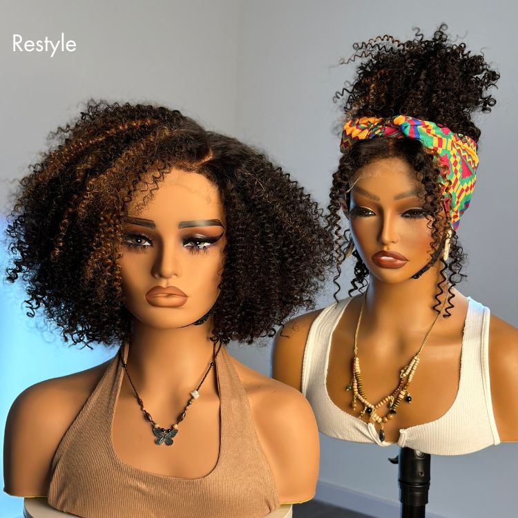 Worth | 4C Edges | Highlight Afro Curls Glueless 5x5 Closure Undetectable HD Lace Wig