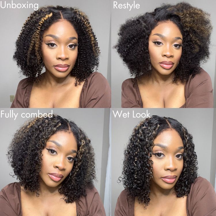 Worth | 4C Edges | Highlight Afro Curls Glueless 5x5 Closure Undetectable HD Lace Wig