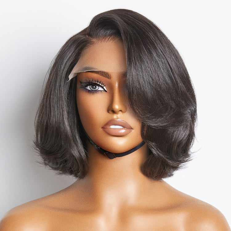 Worth | Toffee Brown Mix Blonde / Natural Black Layered Cut Glueless 5x5 Closure Lace Bob Wig