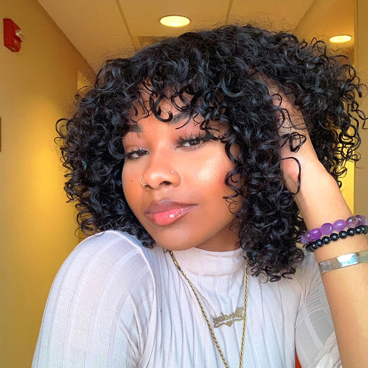 Worth | Natural Color Water Wave Minimalist Lace Glueless Curly Wig