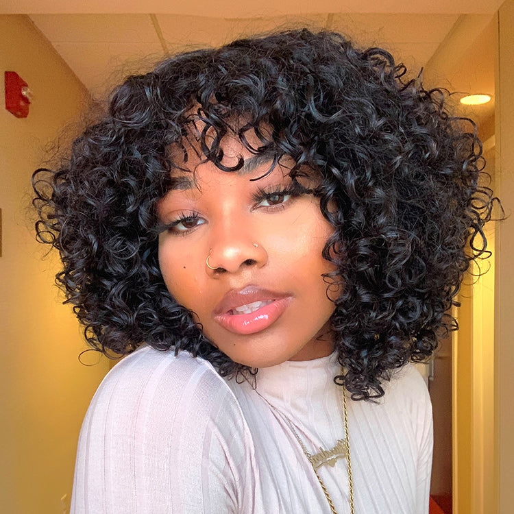 Worth | Natural Color Water Wave Minimalist Lace Glueless Curly Wig
