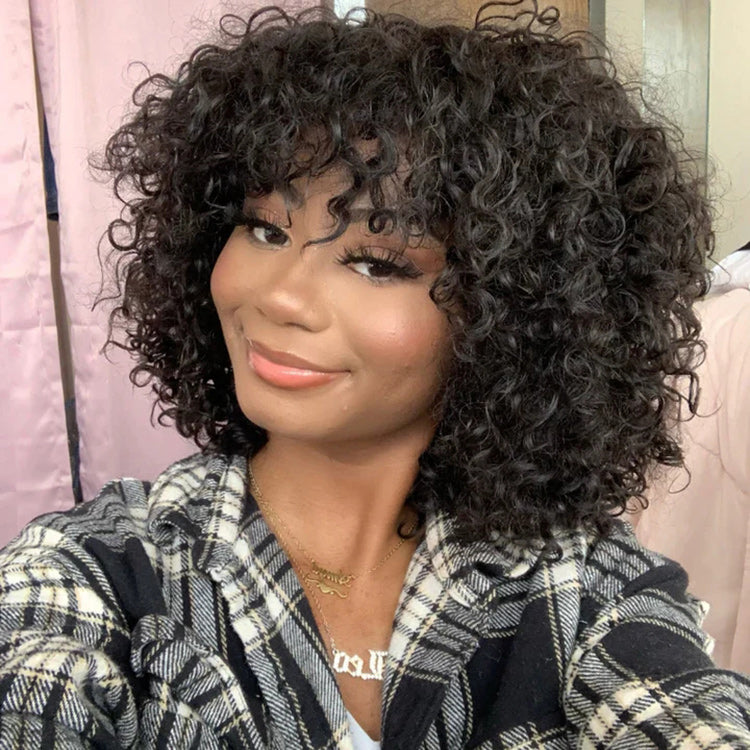 Worth | Throw On & Go Shaggy Style Funmi Curly Glueless No Lace Wig with Bangs