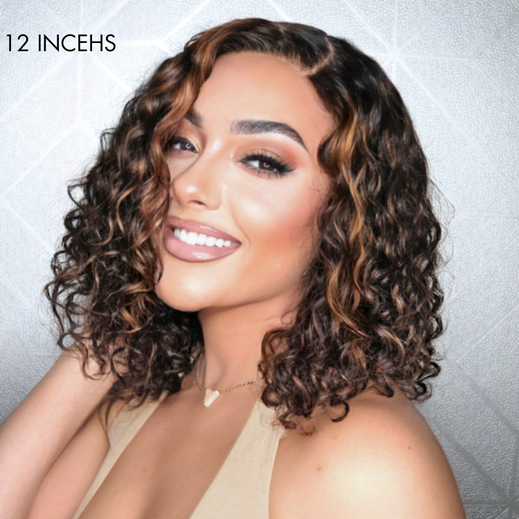 Worth | Casual Blonde Highlights Curly Glueless HD Lace Short Wig