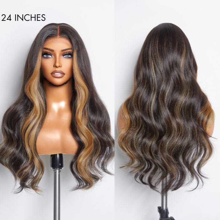 Worth I Blonde Highlight Big Loose Wave 4x4 Closure HD Lace Glueless Mid Part Wig 100% Human Hair