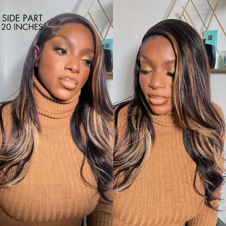 Worth I Blonde Highlight Big Loose Wave 4x4 Closure HD Lace Glueless Mid Part Wig 100% Human Hair