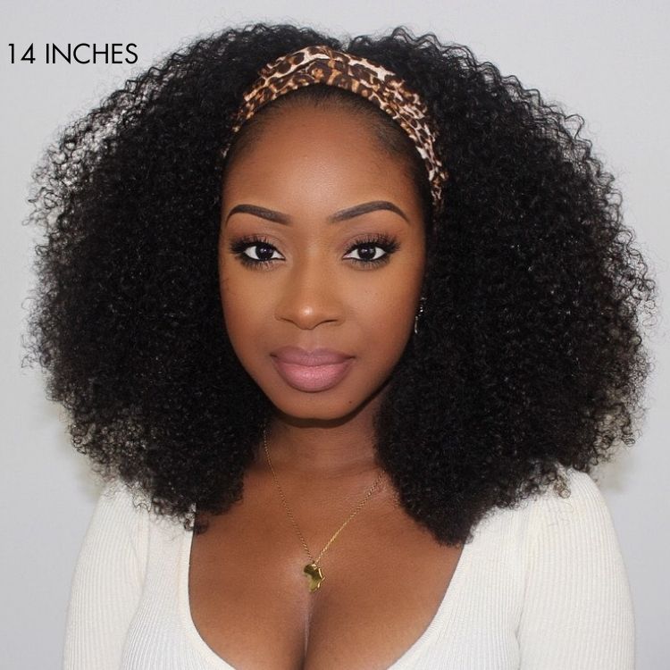 Winback Sale | Natural Black Jerry Curly No Lace Glueless Free Part Long Headband Wig