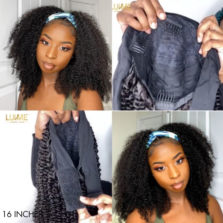 Winback Sale | Natural Black Jerry Curly No Lace Glueless Free Part Long Headband Wig
