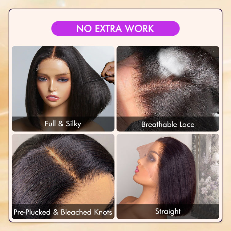 Flash Sale | ReadytoGo Glueless 4x4 Closure Lace Natural Black Bob Wig