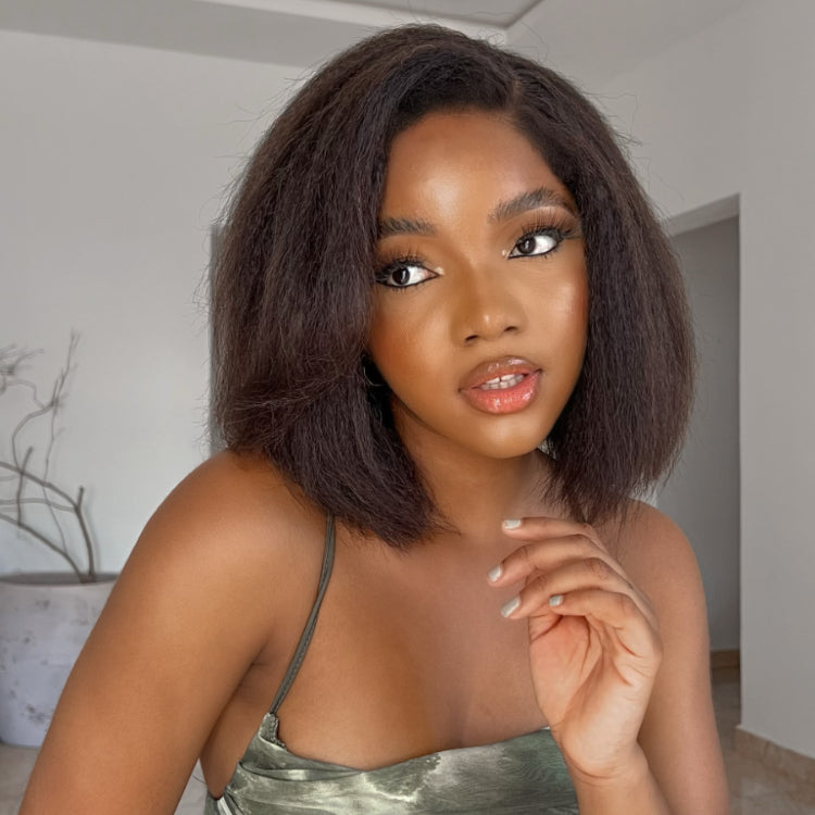 Worth | Kinky Straight Bob HD Lace Glueless Deep Side Part Short Wig