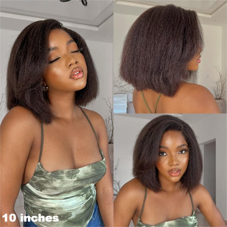 Worth | Kinky Straight Bob HD Lace Glueless Deep Side Part Short Wig