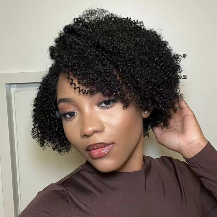 4C Edges | Kinky Edges Jerry Curly 5x5 Closure Lace Glueless Side Part Short Wig