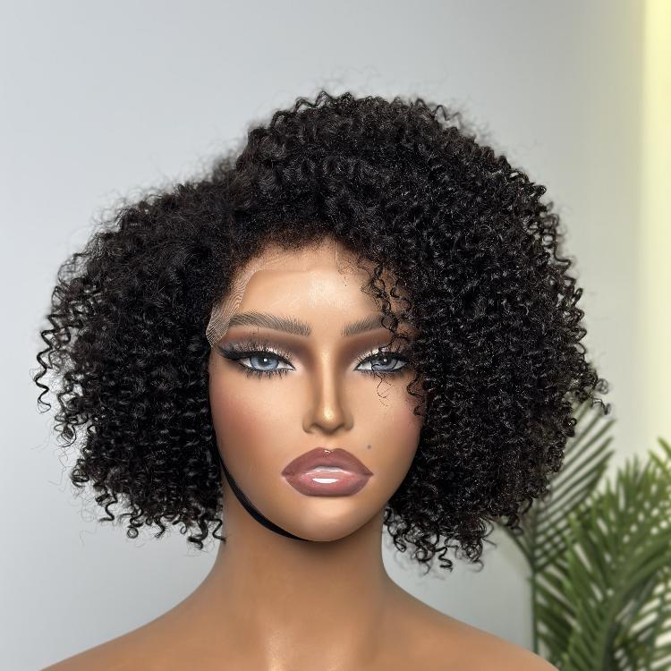 4C Edges | Kinky Edges Jerry Curly 5x5 Closure Lace Glueless Side Part Short Wig