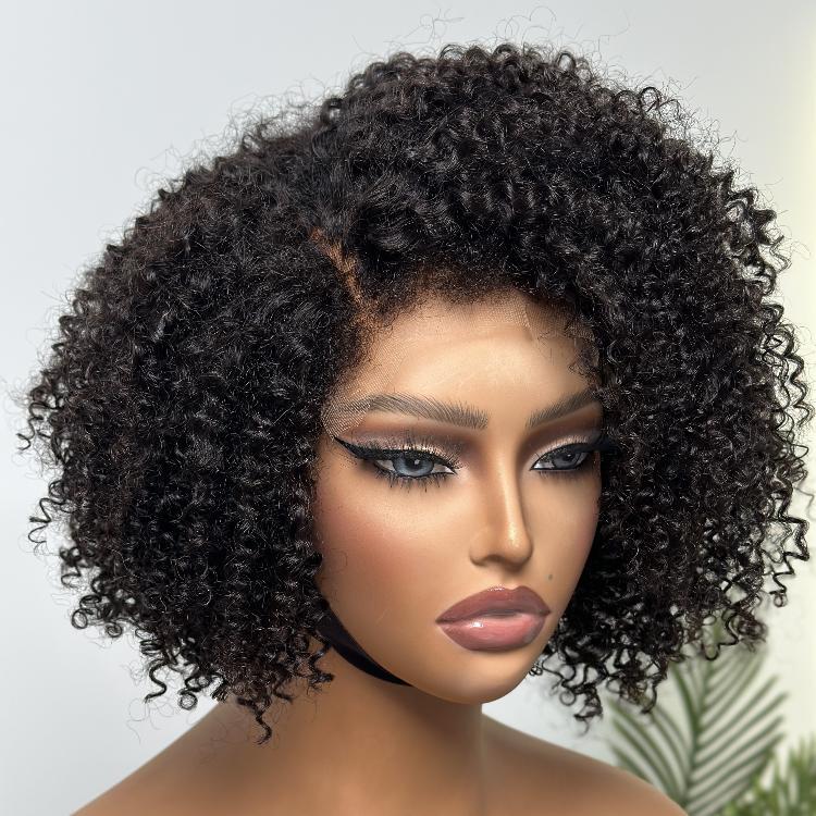 4C Edges | Kinky Edges Jerry Curly 5x5 Closure Lace Glueless Side Part Short Wig
