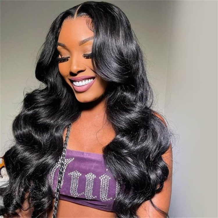 Worth | Natural Black Body Wave 13x4 Closure Lace Glueless Long Wig 100% Human Hair