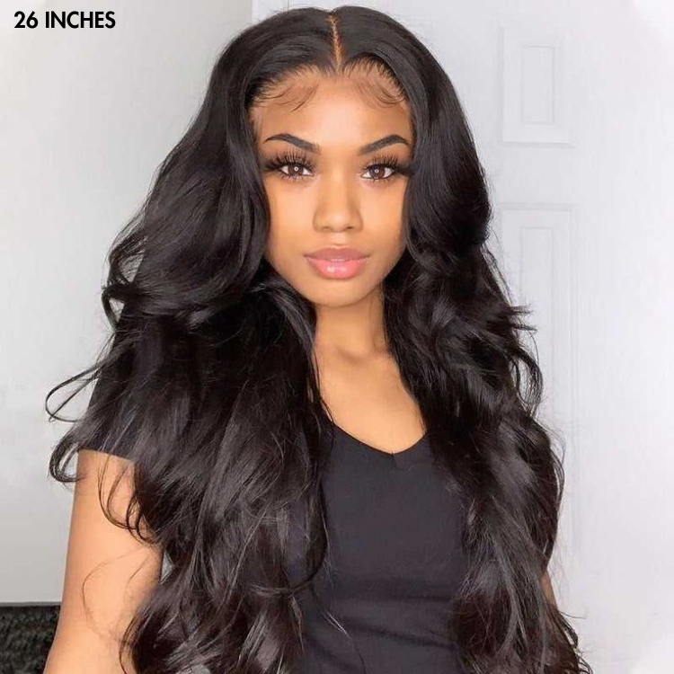 Worth | Natural Black Body Wave 13x4 Closure Lace Glueless Long Wig 100% Human Hair