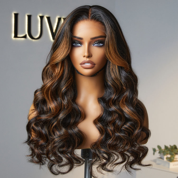 Outlet | Blonde Highlight Loose Wave 4x4 Closure Glueless Long Wig 100% Human Hair