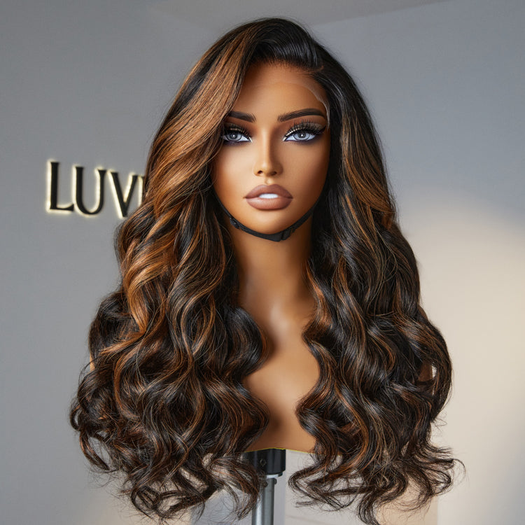 Outlet | Blonde Highlight Loose Wave 4x4 Closure Glueless Long Wig 100% Human Hair