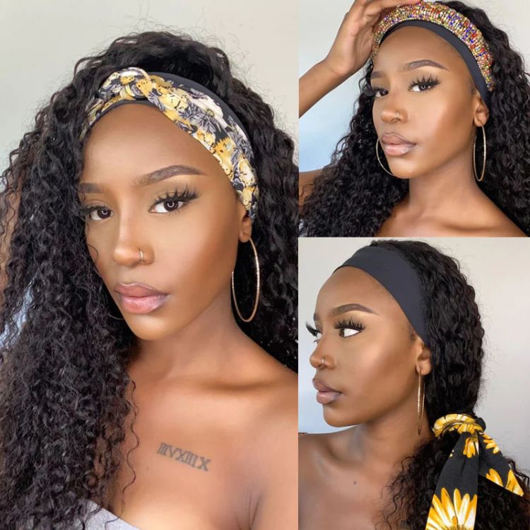 Worth | 20 Inches Deep Wave No Lace Glueless Long Headband Wig (Get Free Trendy Headbands)